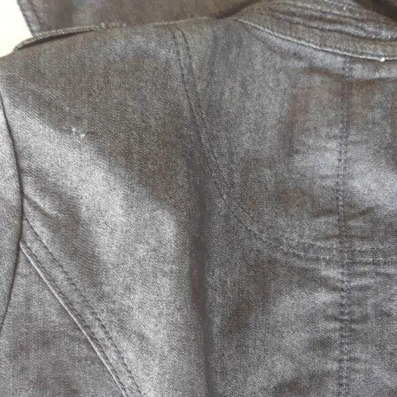 WHBM 90's Military Caped Peacoat Dark Wash Denim Jean Jacket  Button Down Sz 6 - Picture 7 of 8